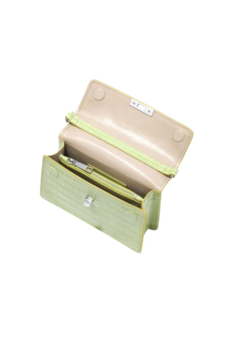 ( PRELOVED ) Marc Jacobs The Downtown Crocodile Top Handle Bag In Lime H961L01PF22