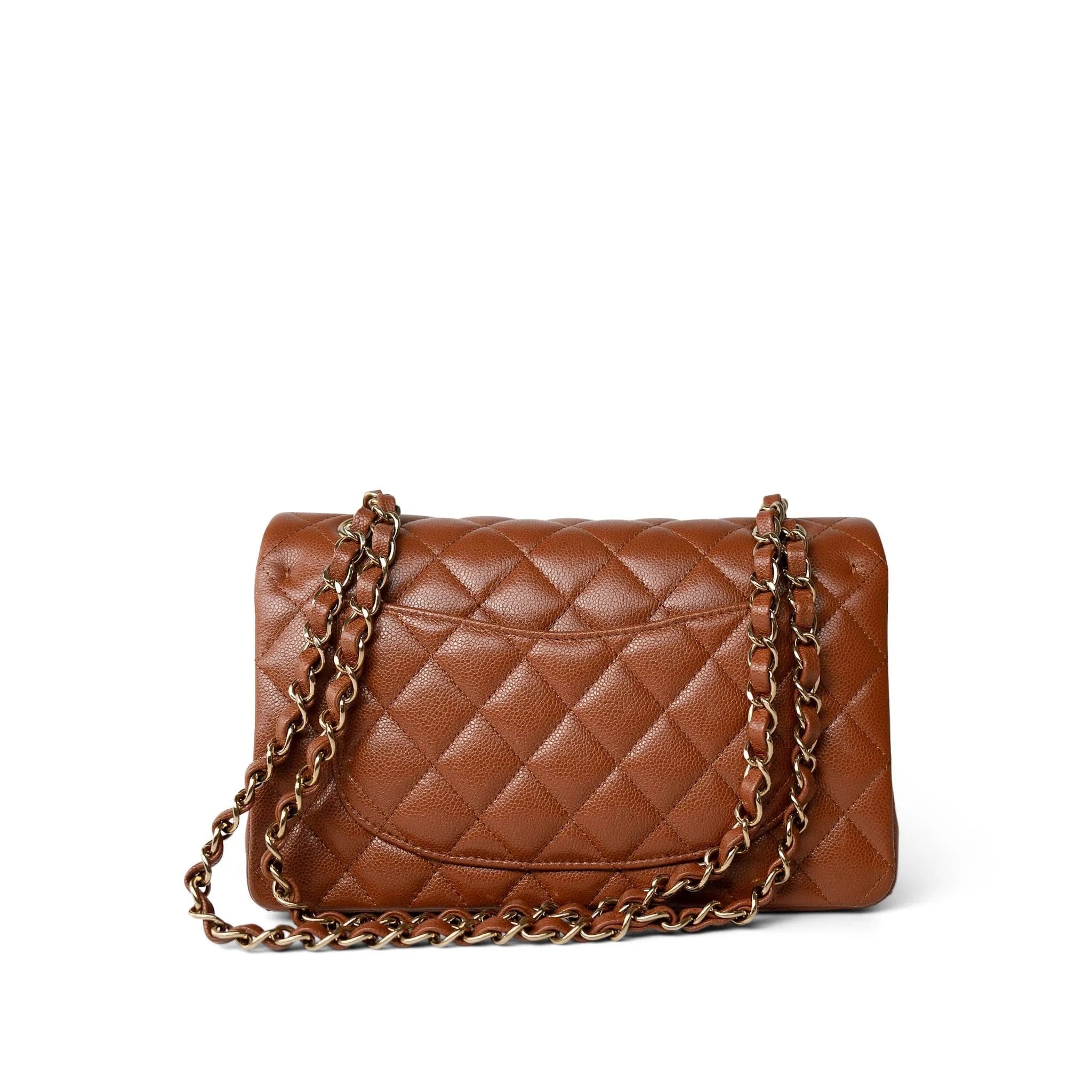 23A Light Brown Caviar Quilted Classic Flap Small Light Gold Hardware