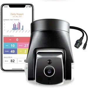 Amaryllo Ares Biometric 360 Auto Tracking Outdoor PTZ Wi-Fi/Ethernet Security Camera with Face Recognition, Support Fire Warning, Support Person Vehicle Pet Detection, IP66, 1080p FHD, Night Vision