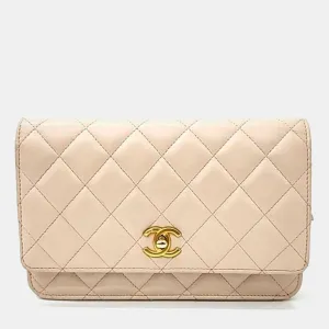 Beige Caviar Leather WOC Mini Crossbody Bag