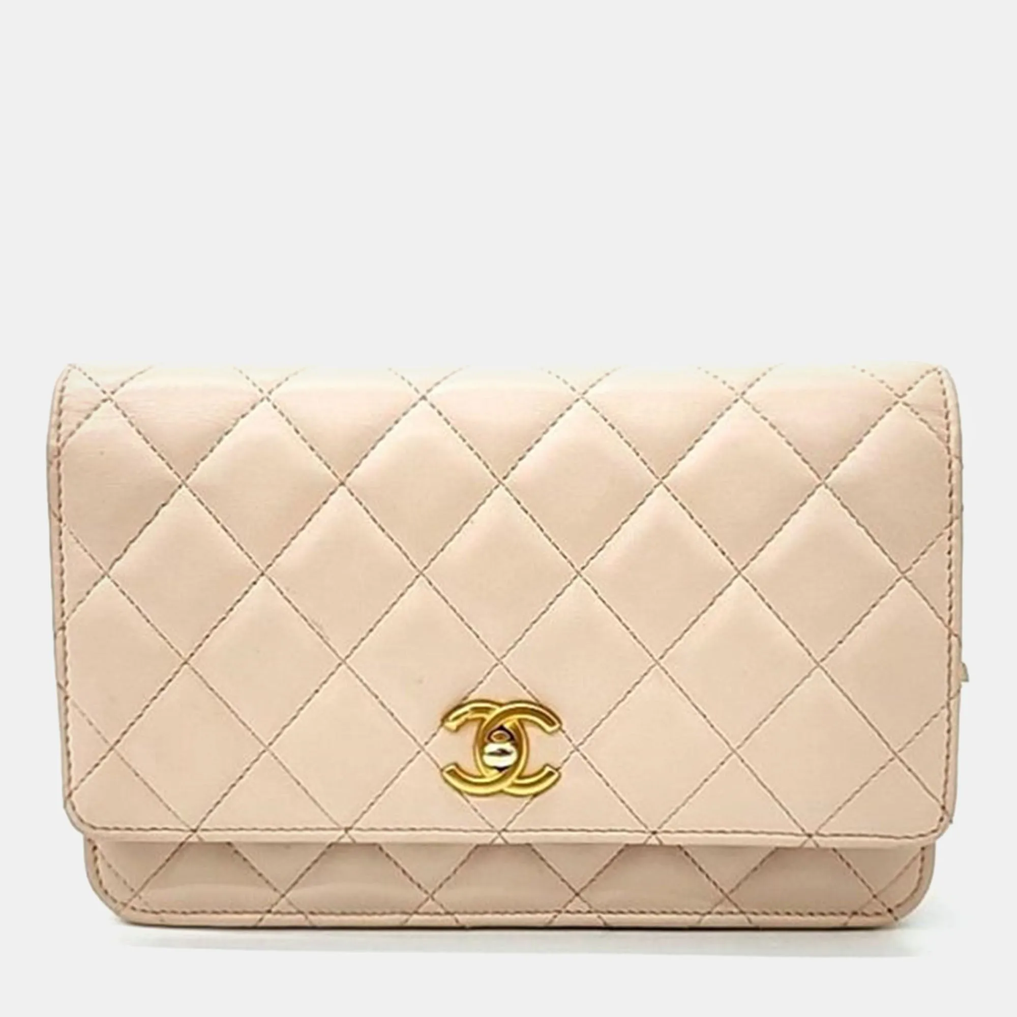 Beige Caviar Leather WOC Mini Crossbody Bag