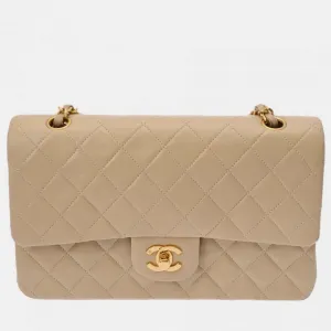 Beige Lambskin Matelasse Chain Shoulder 25cm Bag