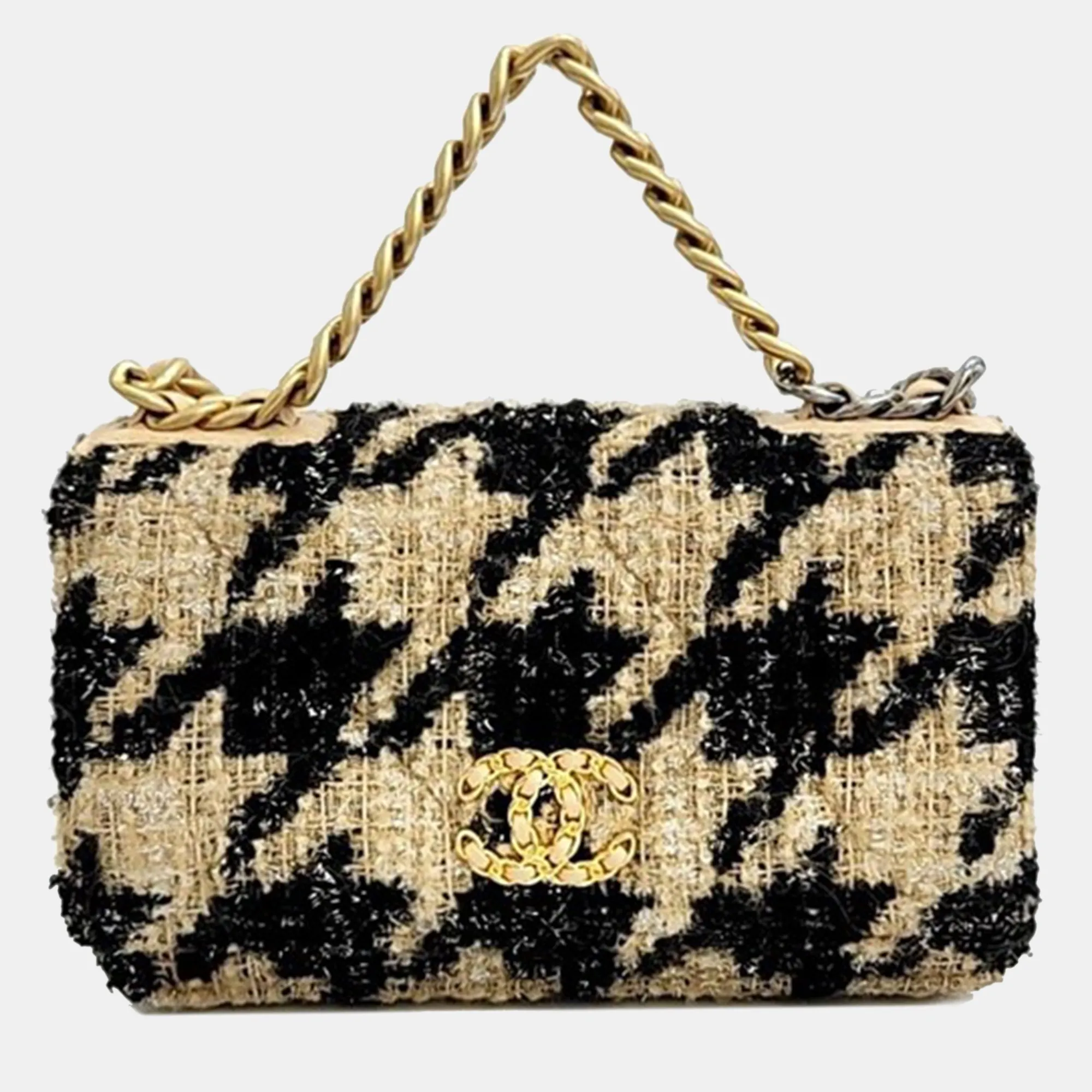 beige/black Tweed 19 WOC Crossbody Bag