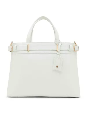 Belted satchel with convertible strap