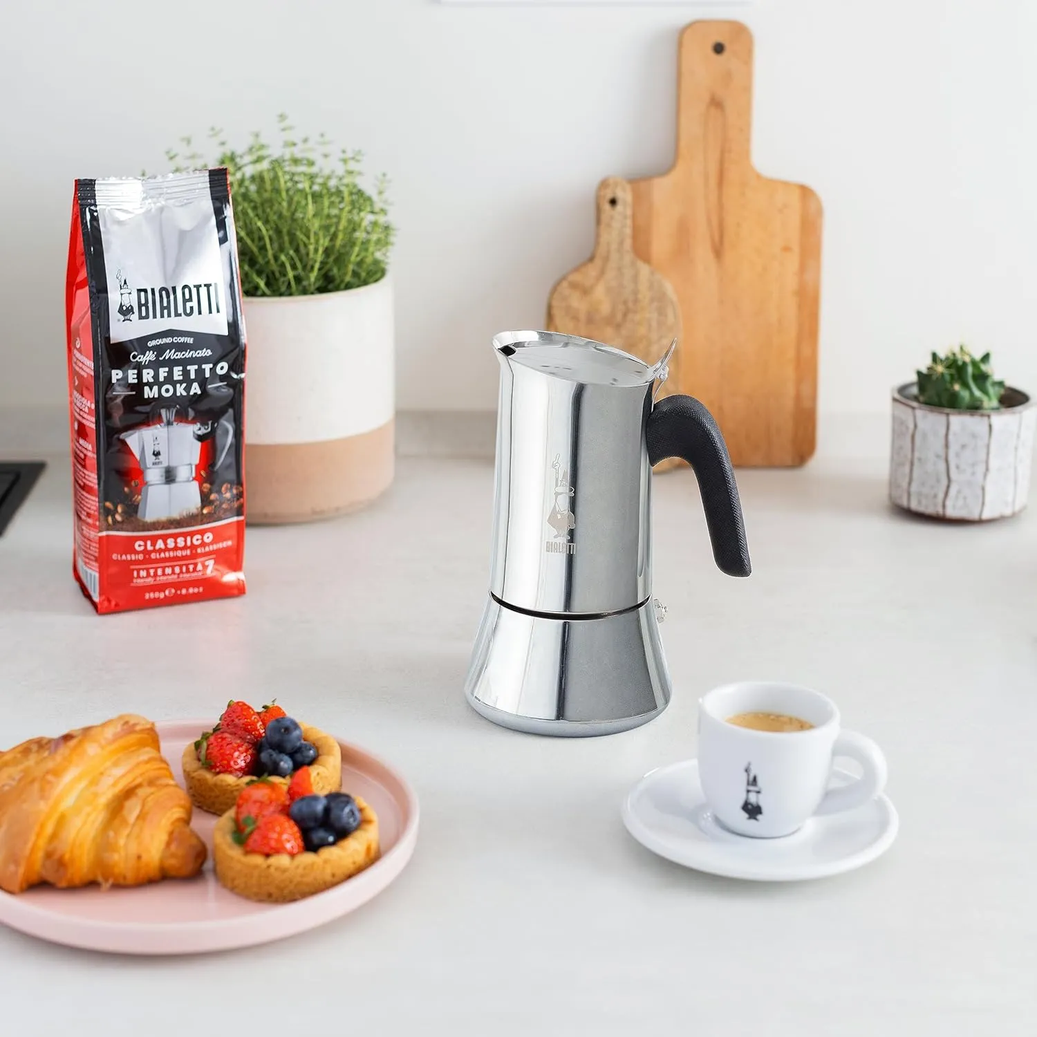 Bialetti 0007254/CN Venus Induction Coffee Maker, 4 Cups, Silver