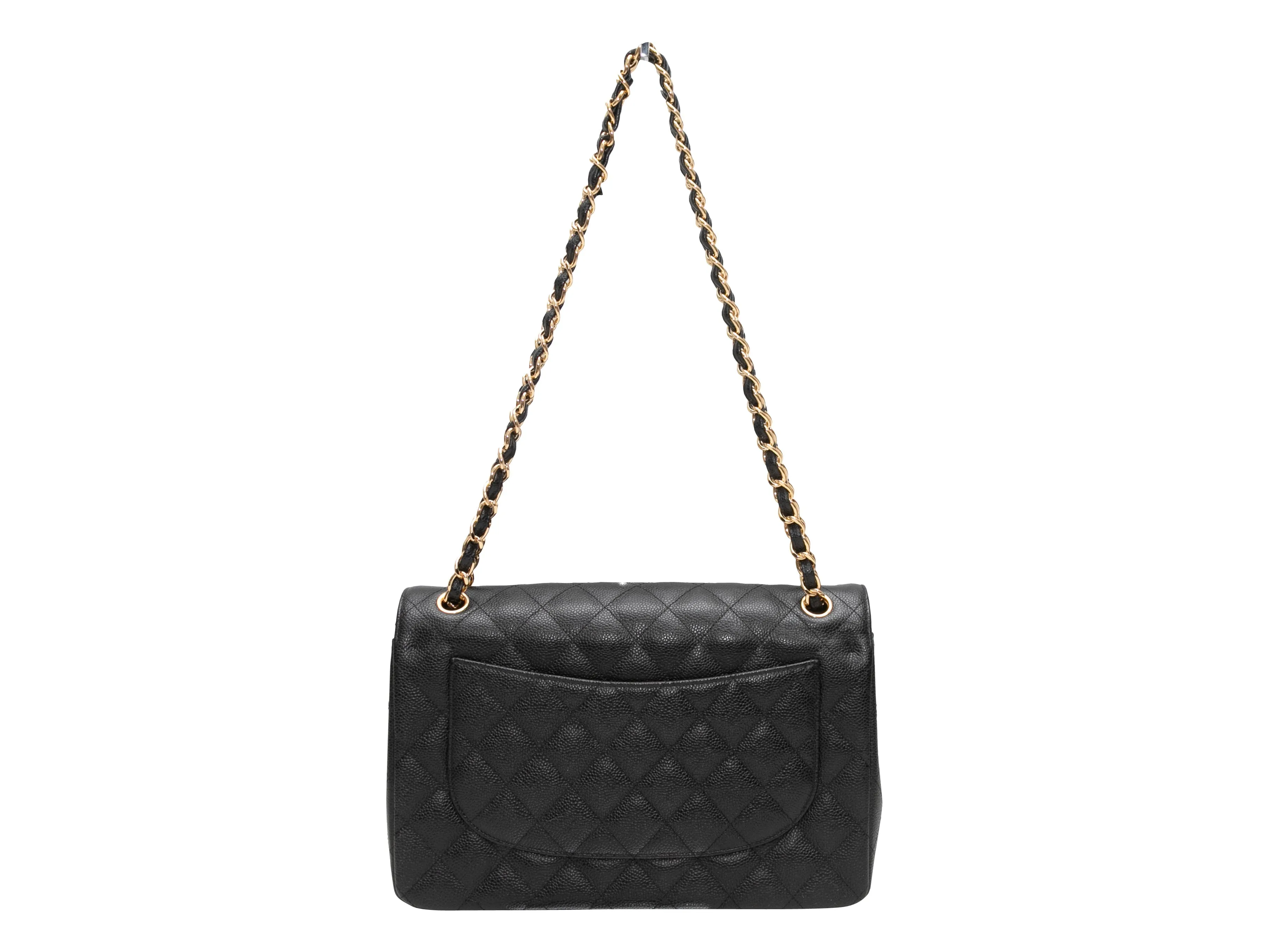 Black Chanel 2017 Classic Jumbo Caviar Double Flap Bag