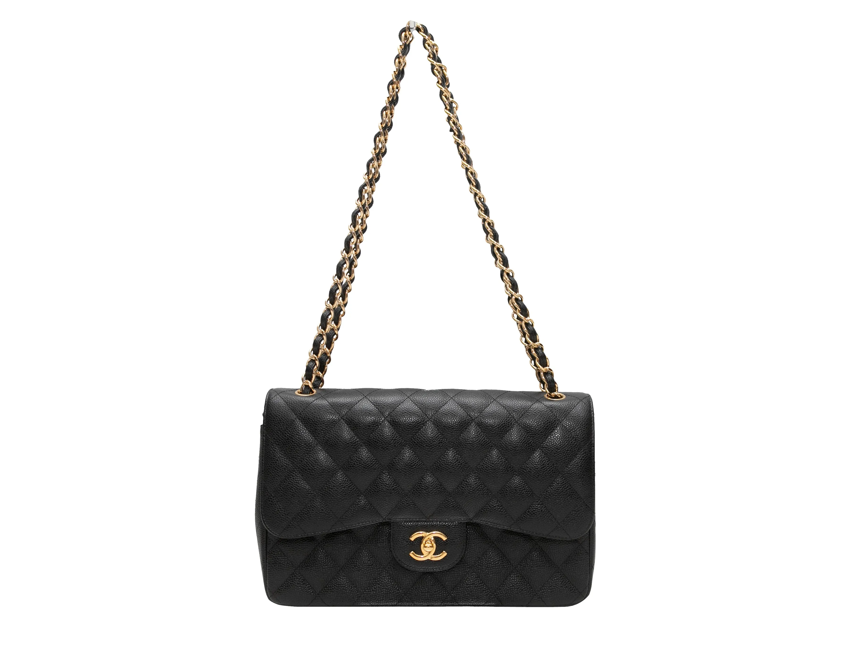 Black Chanel 2017 Classic Jumbo Caviar Double Flap Bag