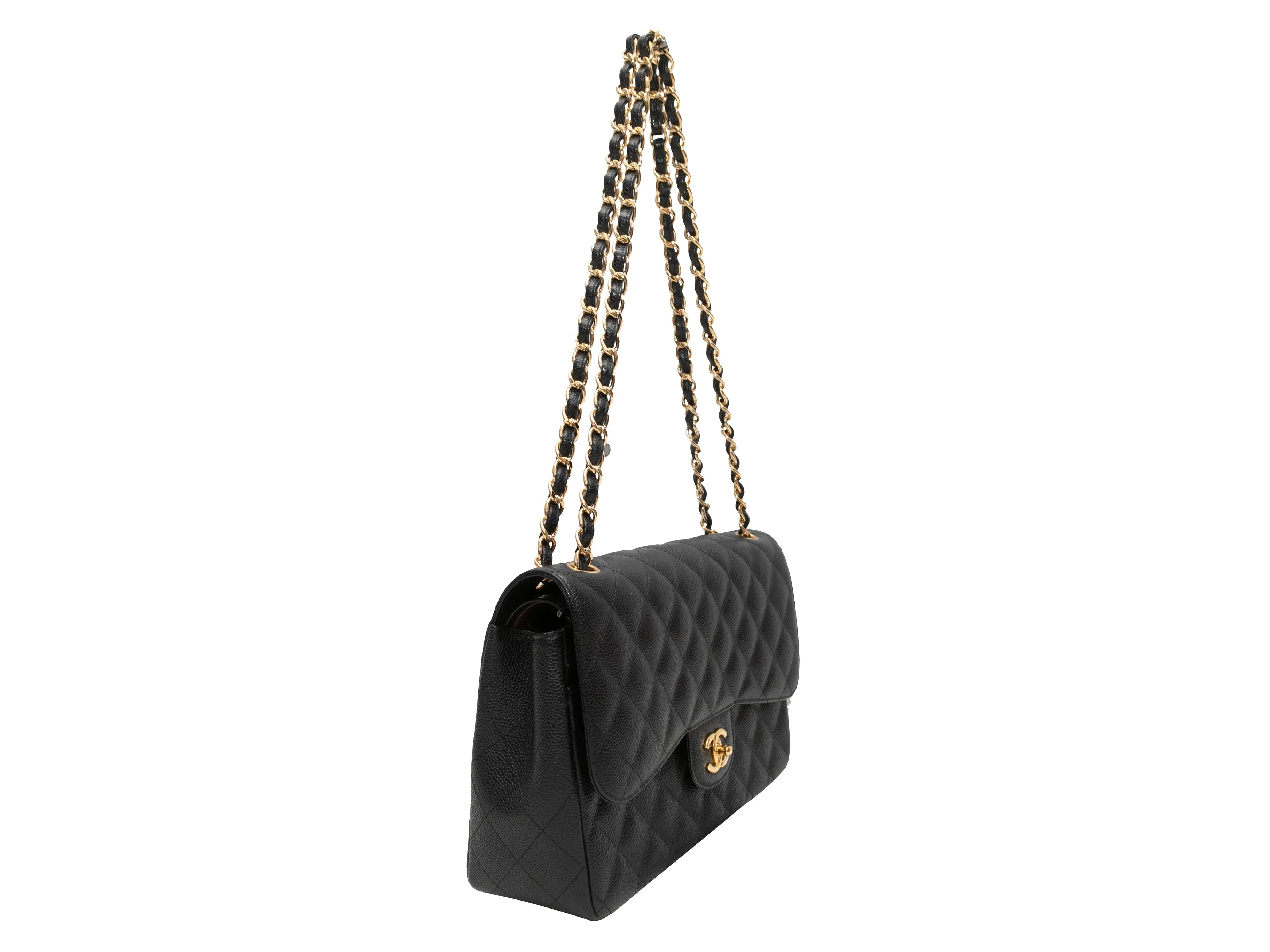 Black Chanel 2017 Classic Jumbo Caviar Double Flap Bag