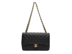 Black Chanel 2017 Classic Jumbo Caviar Double Flap Bag