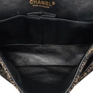 Black Chanel Medium Classic Tweed Double Flap Shoulder Bag