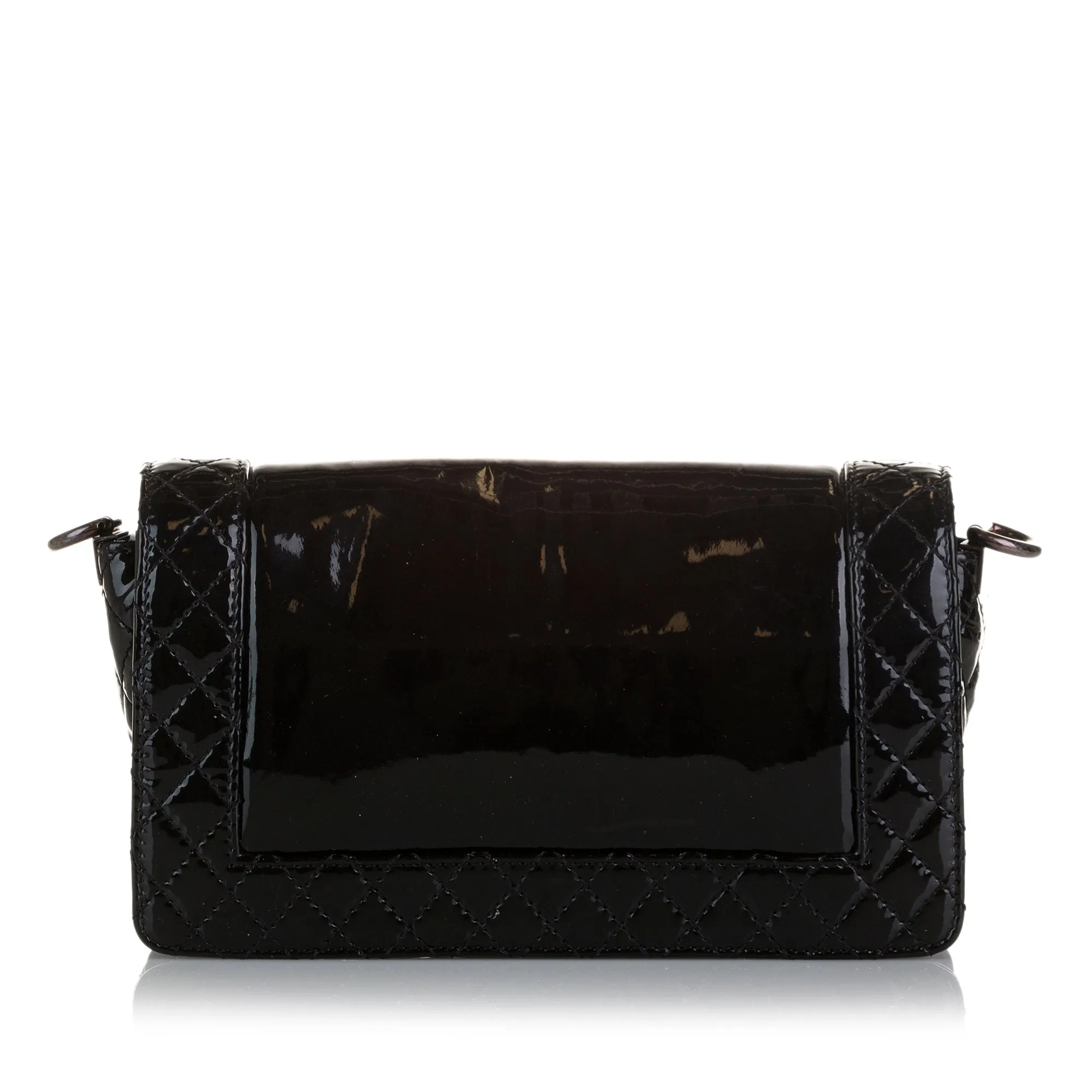 Black Chanel Medium Patent Reverso Boy Flap Shoulder Bag