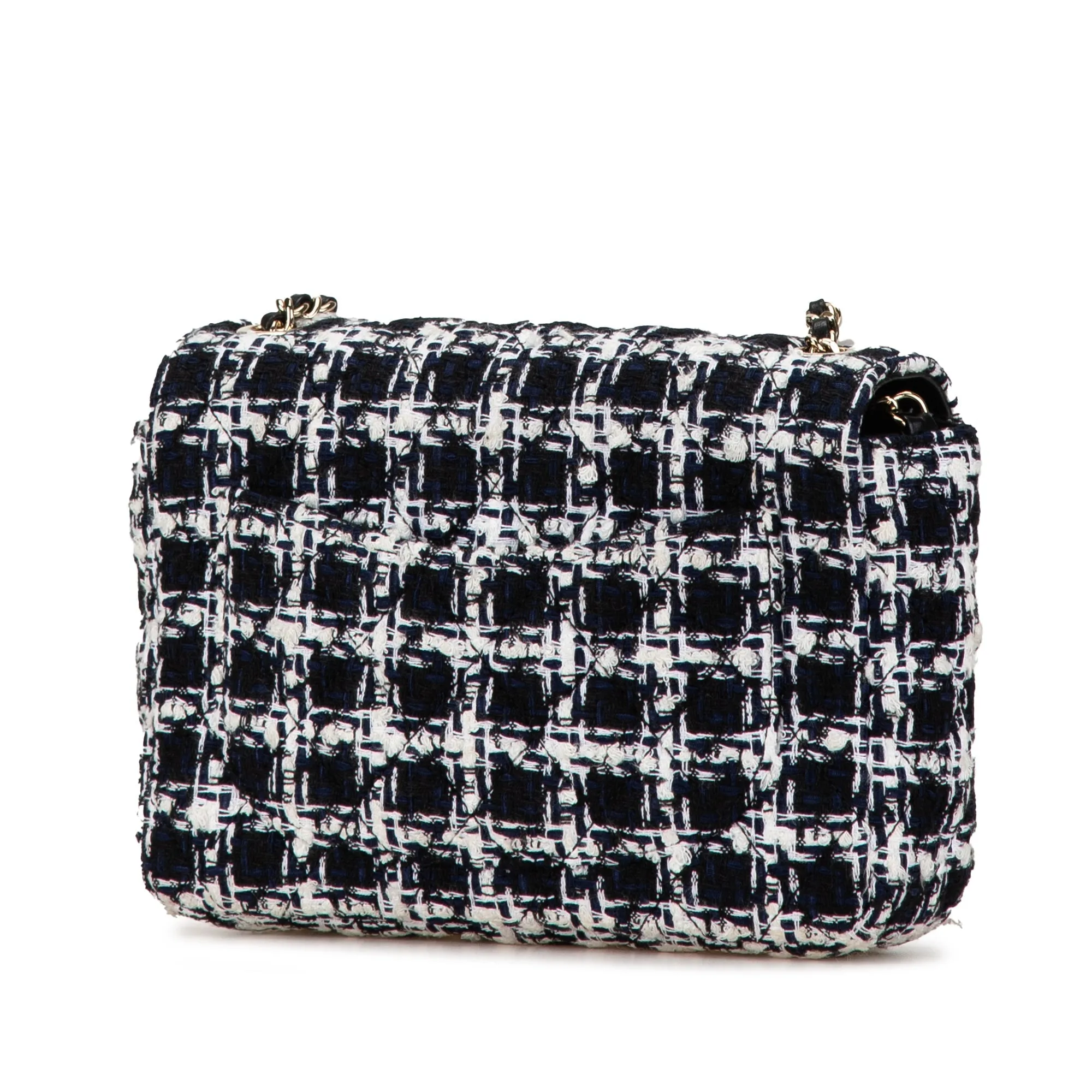Black Chanel Mini Tweed Resin Heart Flap Crossbody Bag
