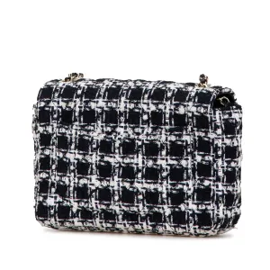 Black Chanel Mini Tweed Resin Heart Flap Crossbody Bag