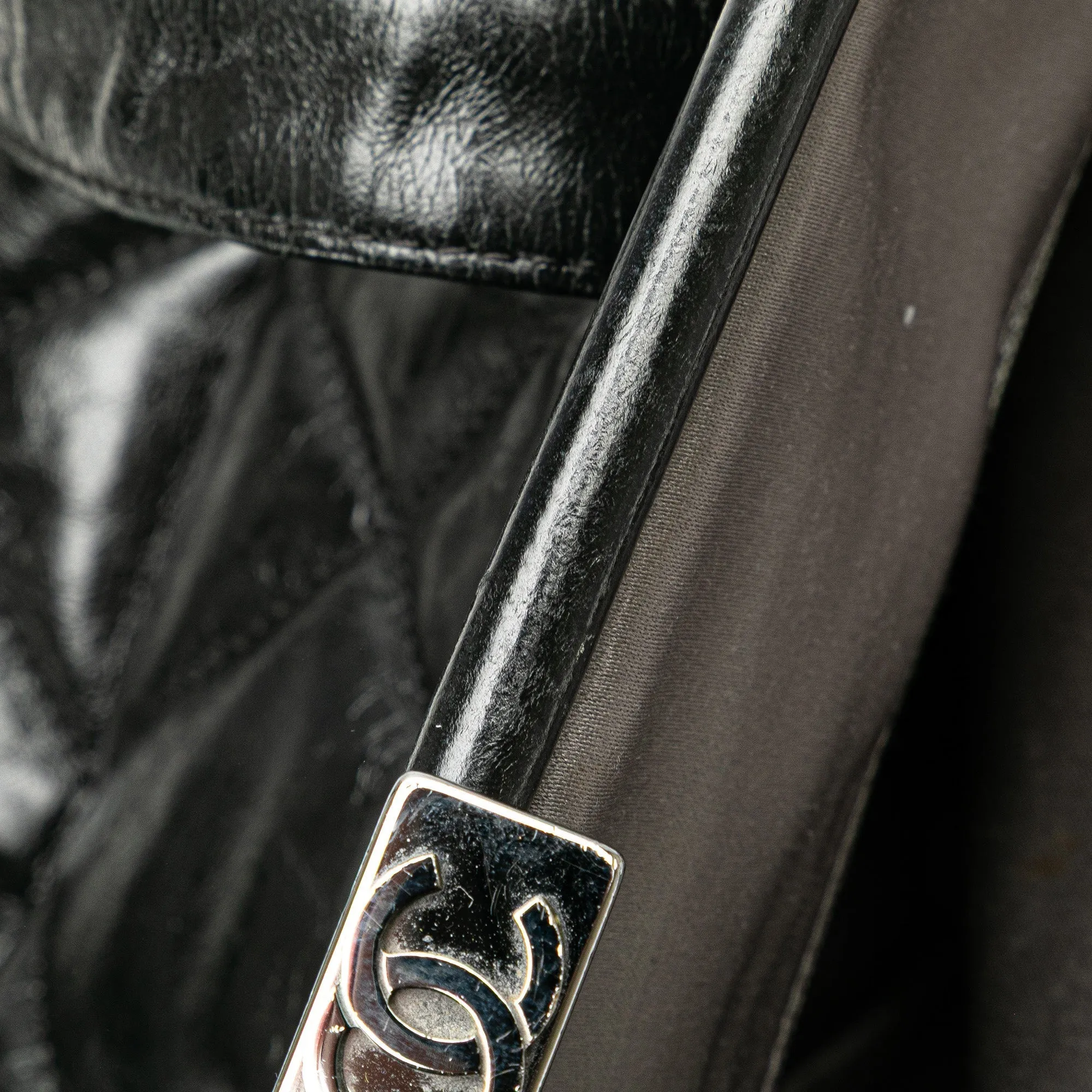 Black Chanel Quilted Glazed Calfskin and Tweed Portobello Frame Satchel
