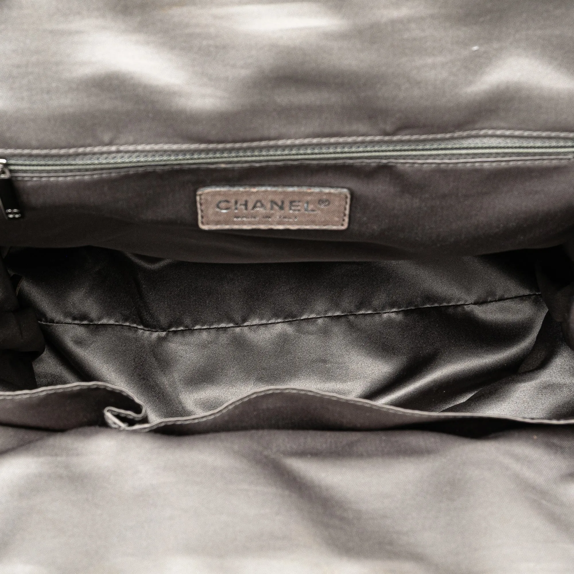 Black Chanel Quilted Glazed Calfskin and Tweed Portobello Frame Satchel