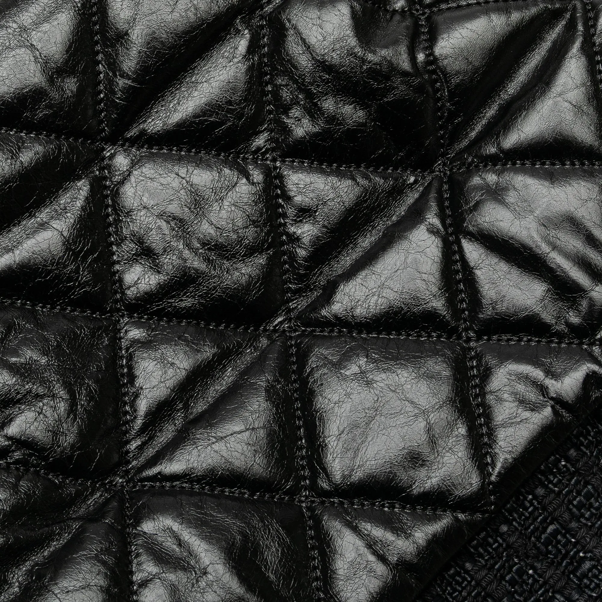 Black Chanel Quilted Glazed Calfskin and Tweed Portobello Frame Satchel