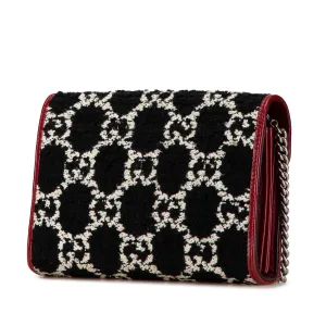 Black Gucci GG Tweed Dionysus Wallet on Chain Crossbody Bag