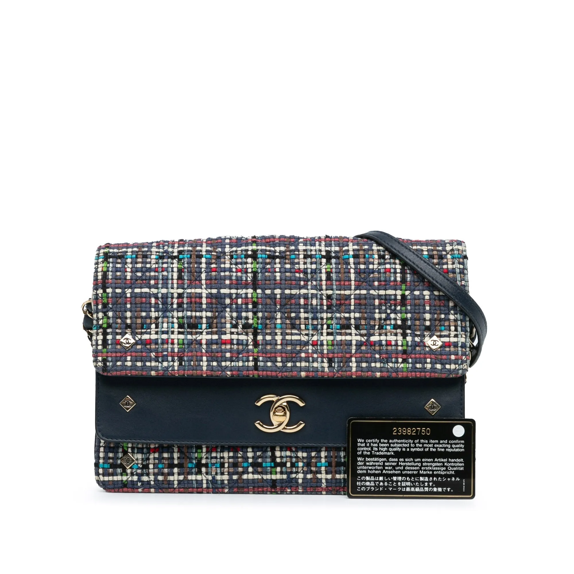 Blue Chanel CC Multicolor Tweed Double Flap Crossbody Bag