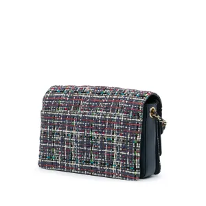 Blue Chanel CC Multicolor Tweed Double Flap Crossbody Bag