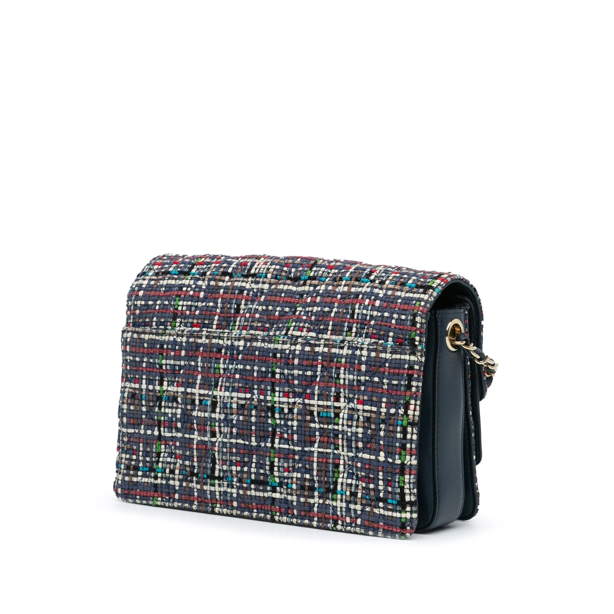 Blue Chanel CC Multicolor Tweed Double Flap Crossbody Bag