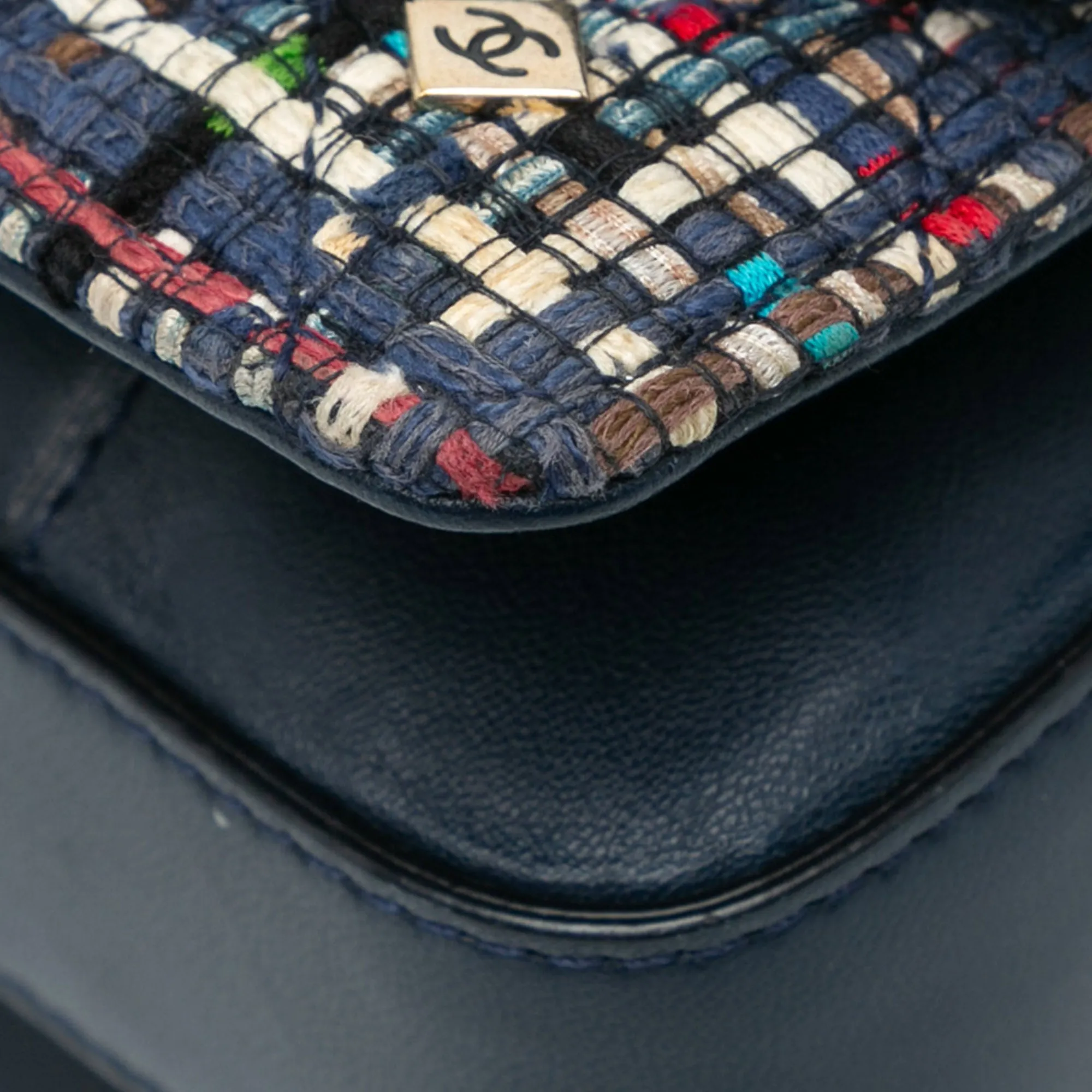 Blue Chanel CC Multicolor Tweed Double Flap Crossbody Bag
