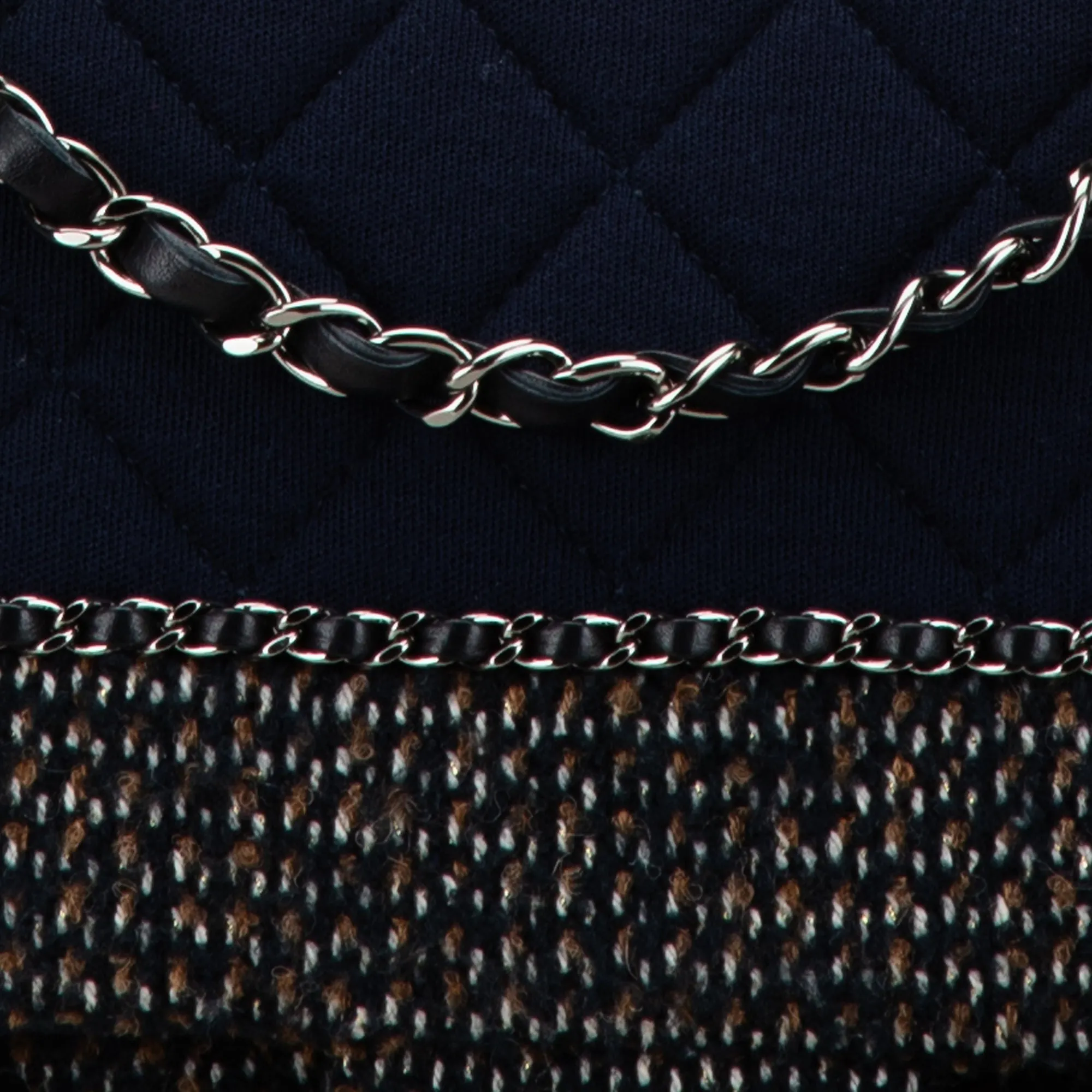 Blue Chanel Jumbo Quilted Jersey and Tweed Chain Flap Shoulder Bag