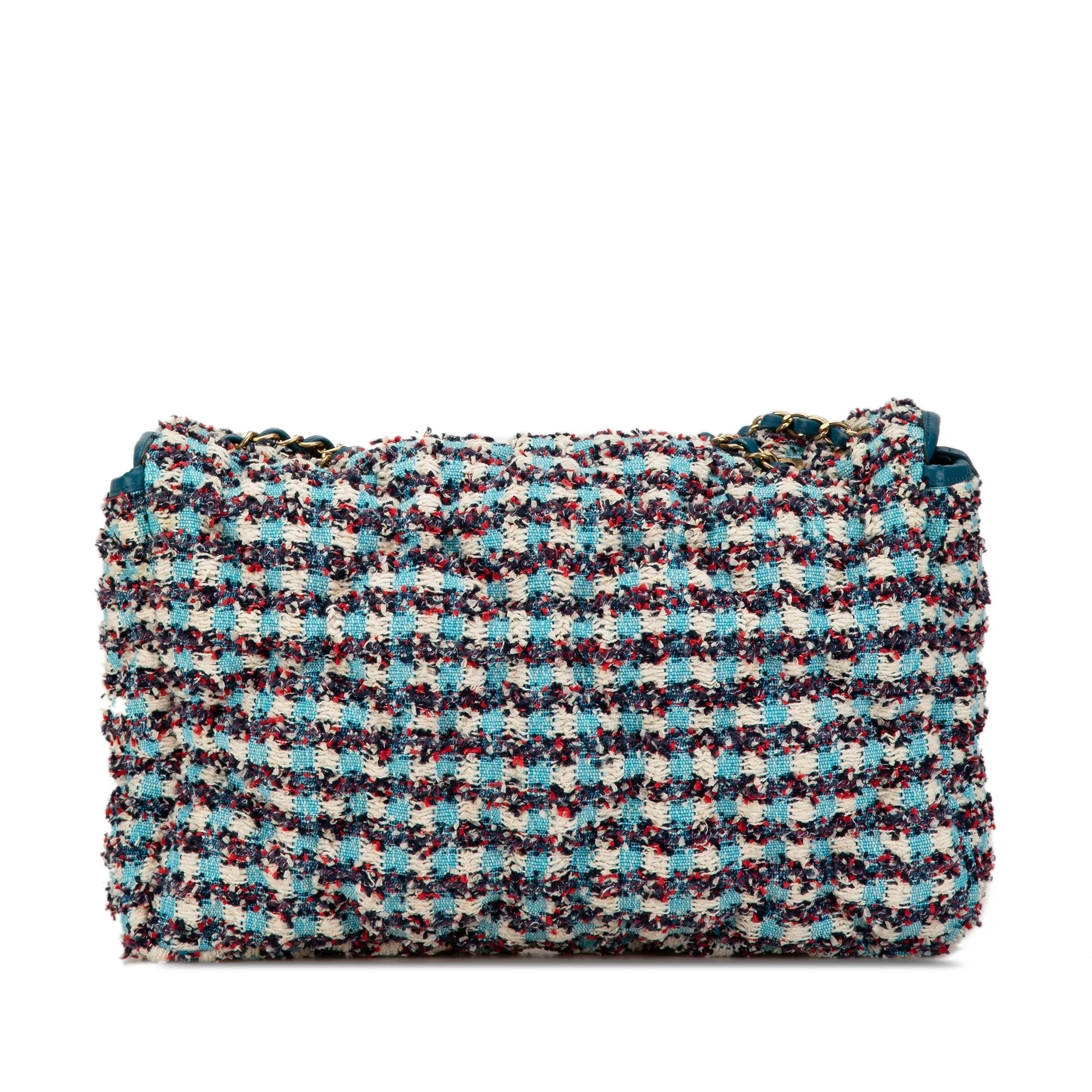 Blue Chanel Maxi Tweed Chesterfield Single Flap Crossbody Bag