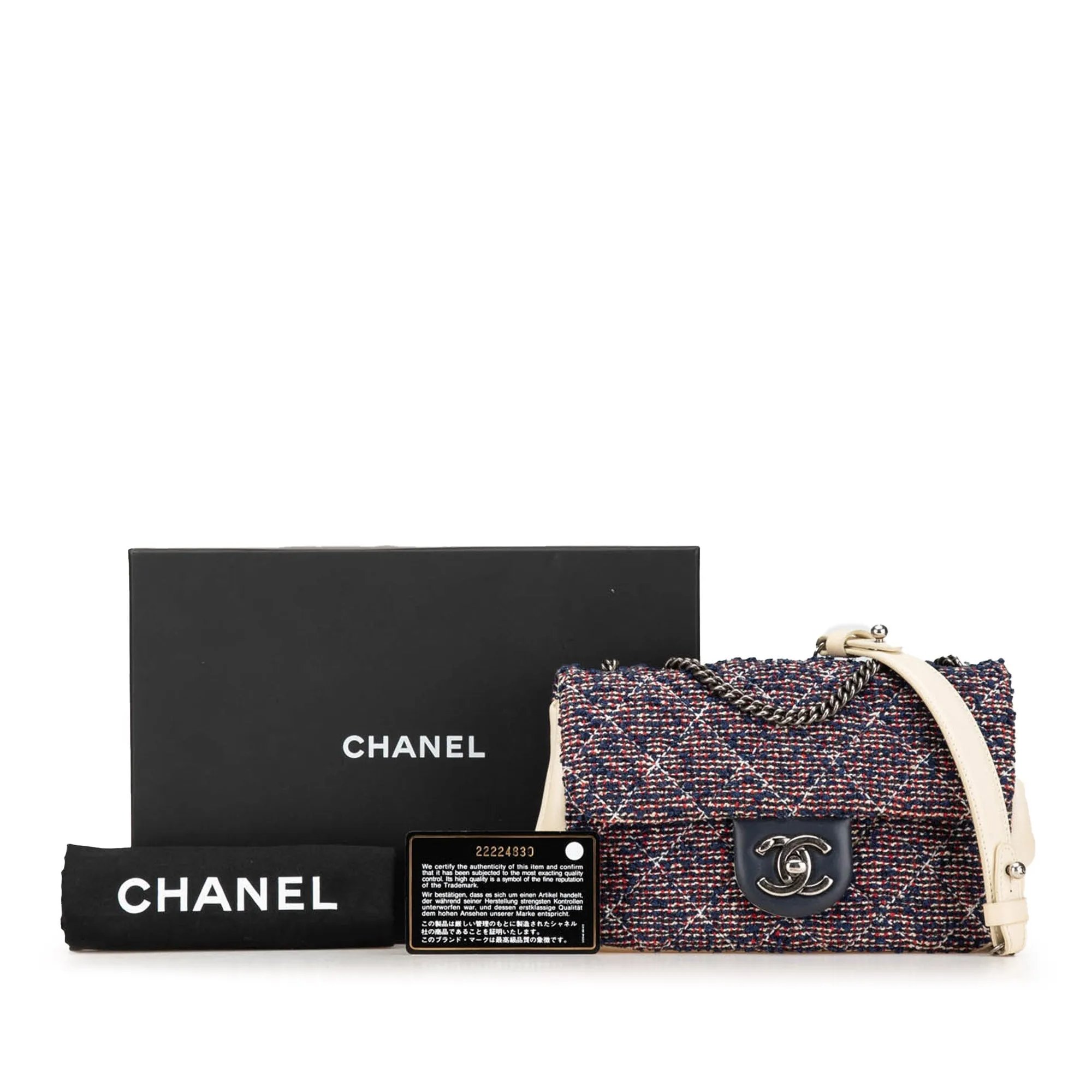 Blue Chanel Mini Rectangular Tweed Single Flap Shoulder Bag