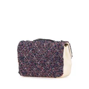 Blue Chanel Mini Rectangular Tweed Single Flap Shoulder Bag