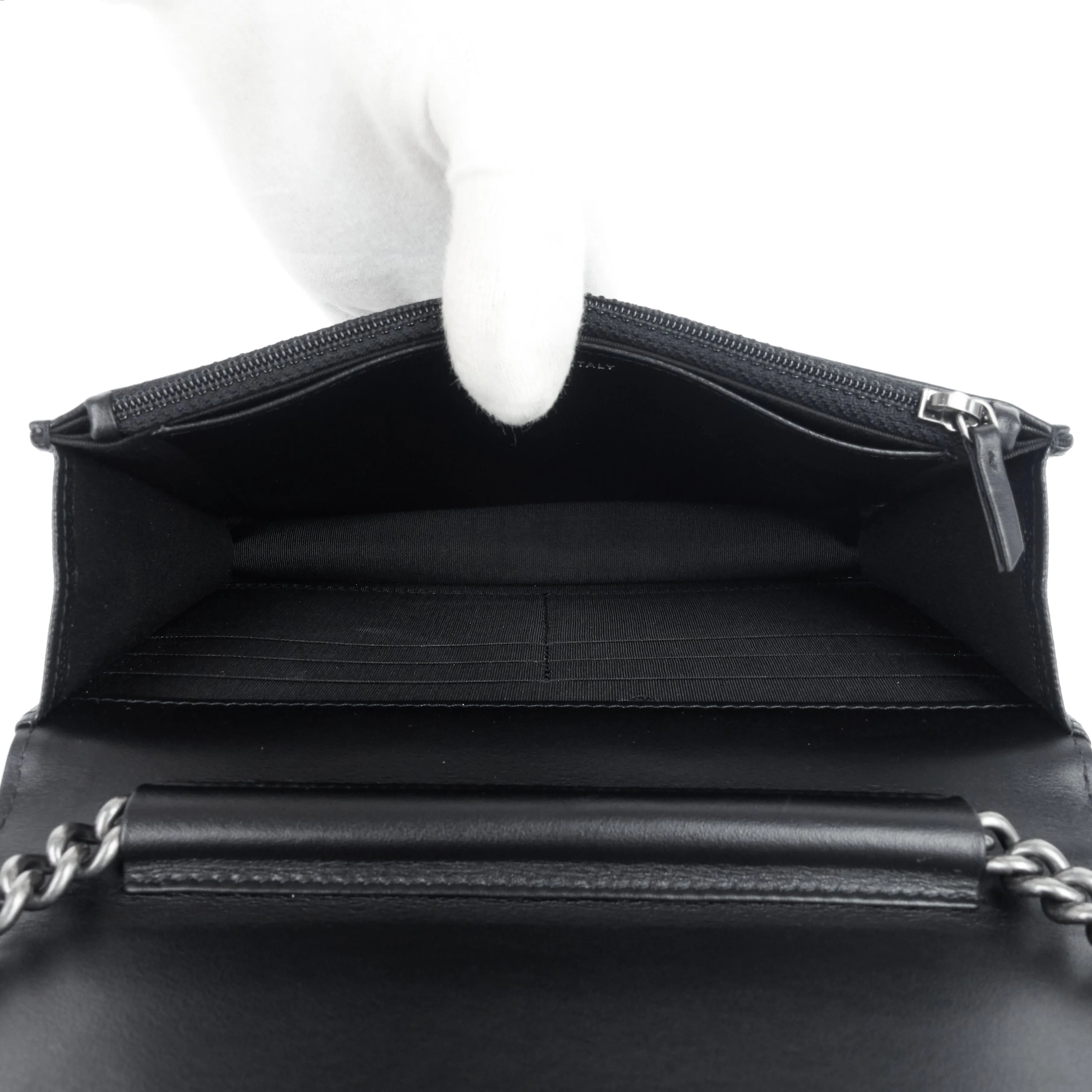 Boy Caviar Leather Wallet on Chain Bag