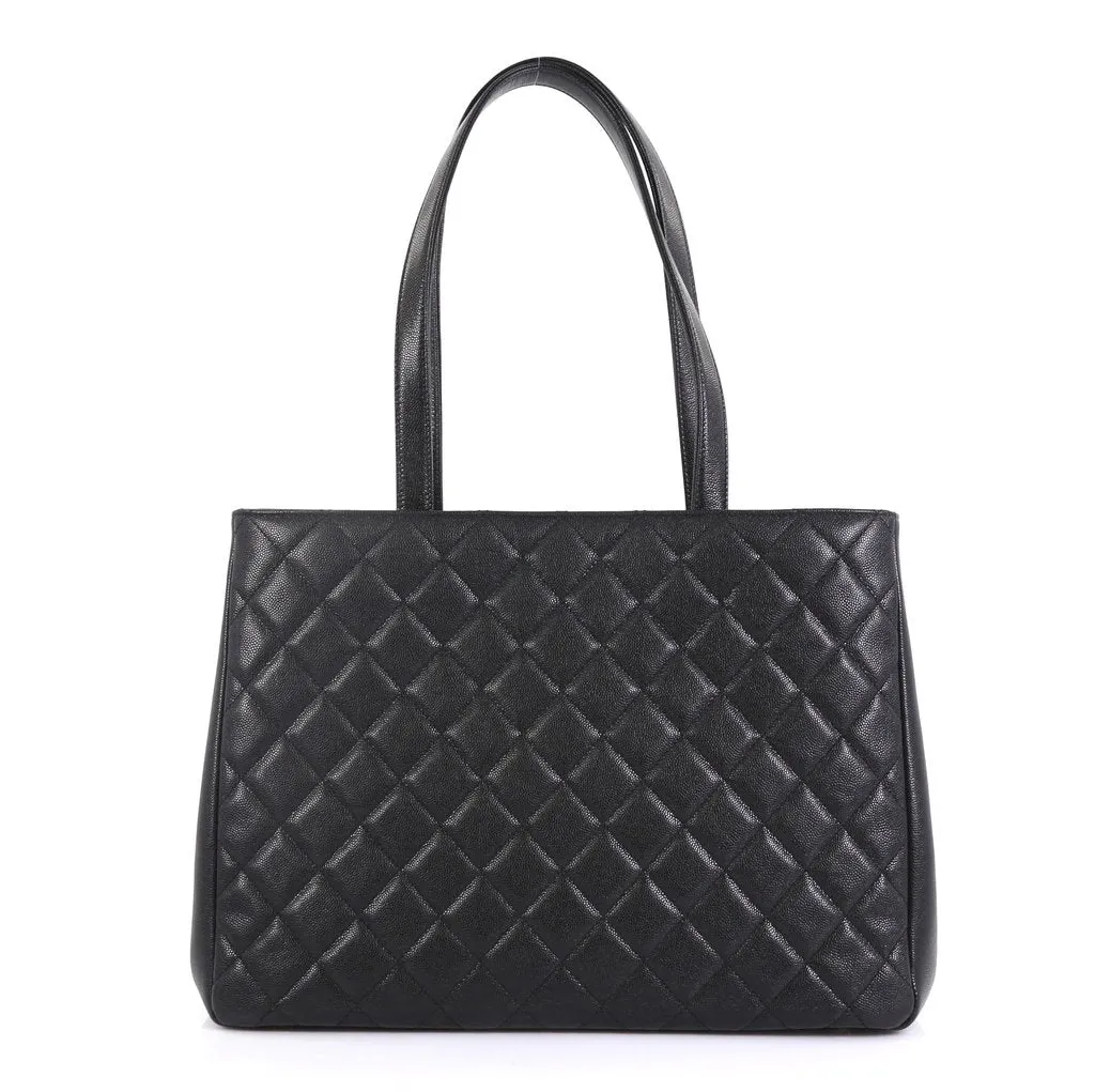 Business Affinity Caviar Leather Large Shopping Tote Bag