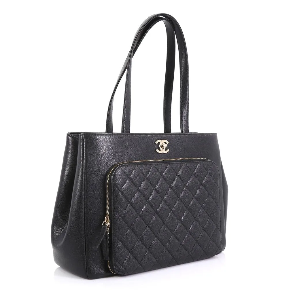 Business Affinity Caviar Leather Large Shopping Tote Bag