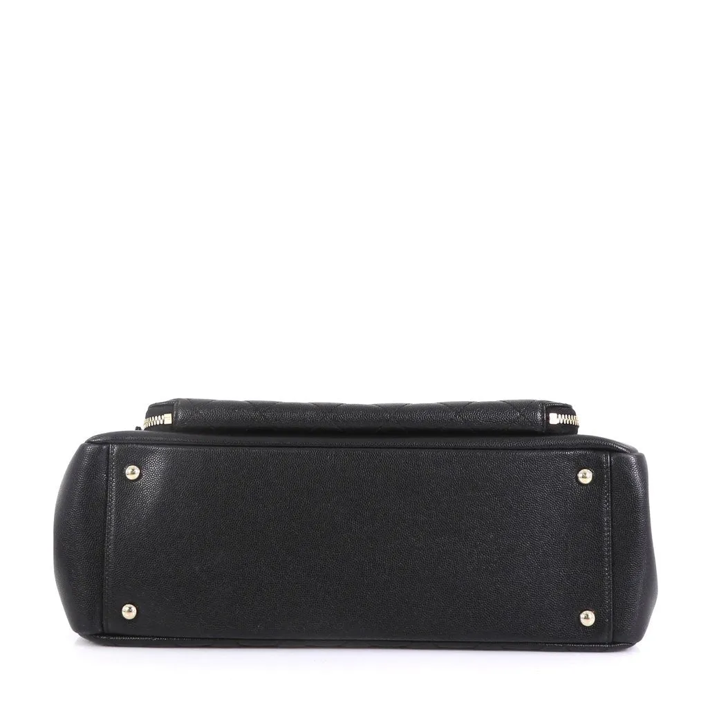 Business Affinity Caviar Leather Large Shopping Tote Bag