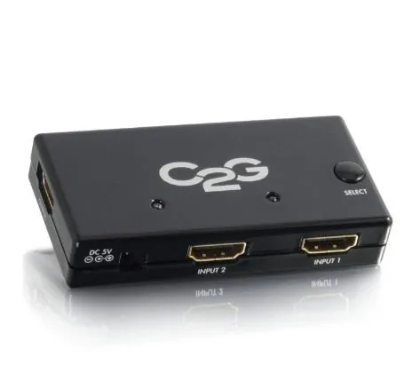 C2G 40349 2-Port HDMI Auto Switch, Black, 3.4 x 3.9 x 0.6 inches