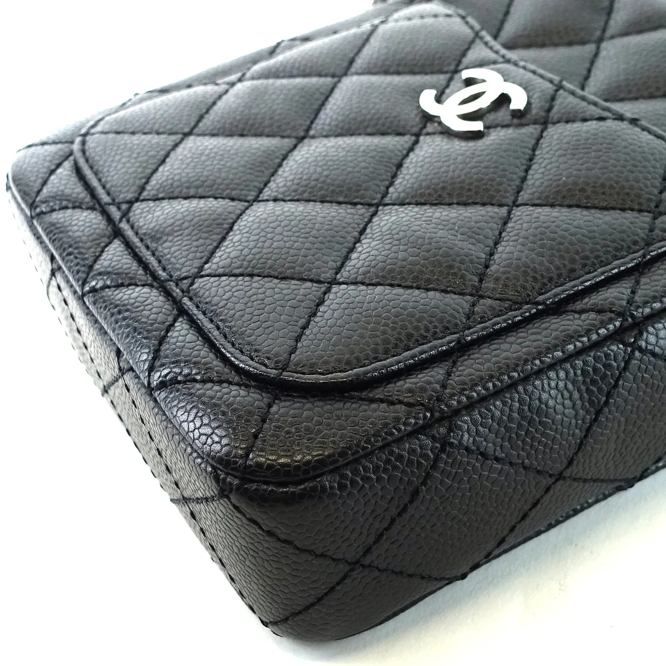 Camera Caviar Leather Crossbody Bag