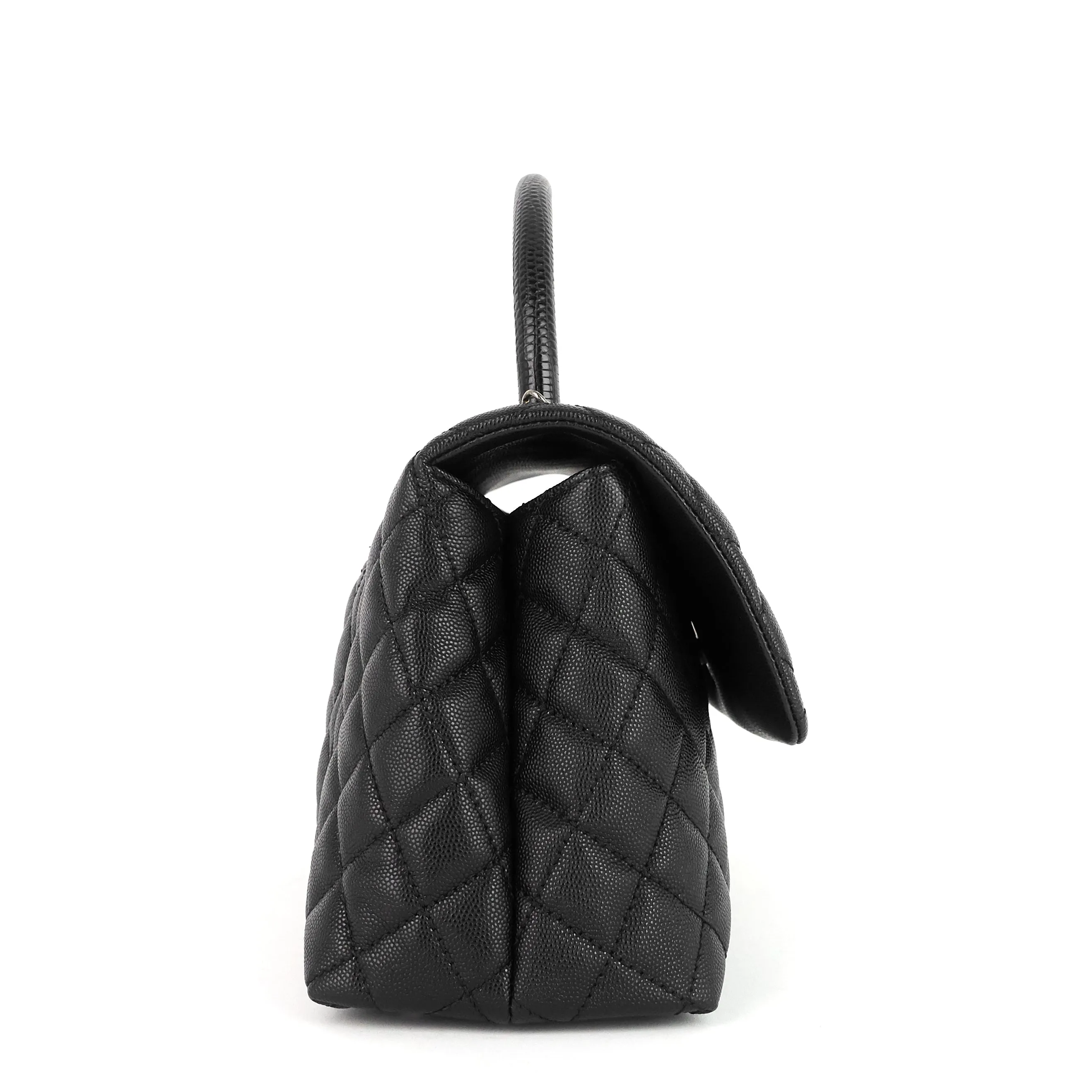 CC Coco Small Caviar and Lizard-Embossed Calfskin Top Handle Bag