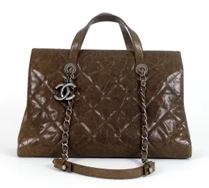 CC Crave Quilted Glazed Caviar Leather Tote Bag
