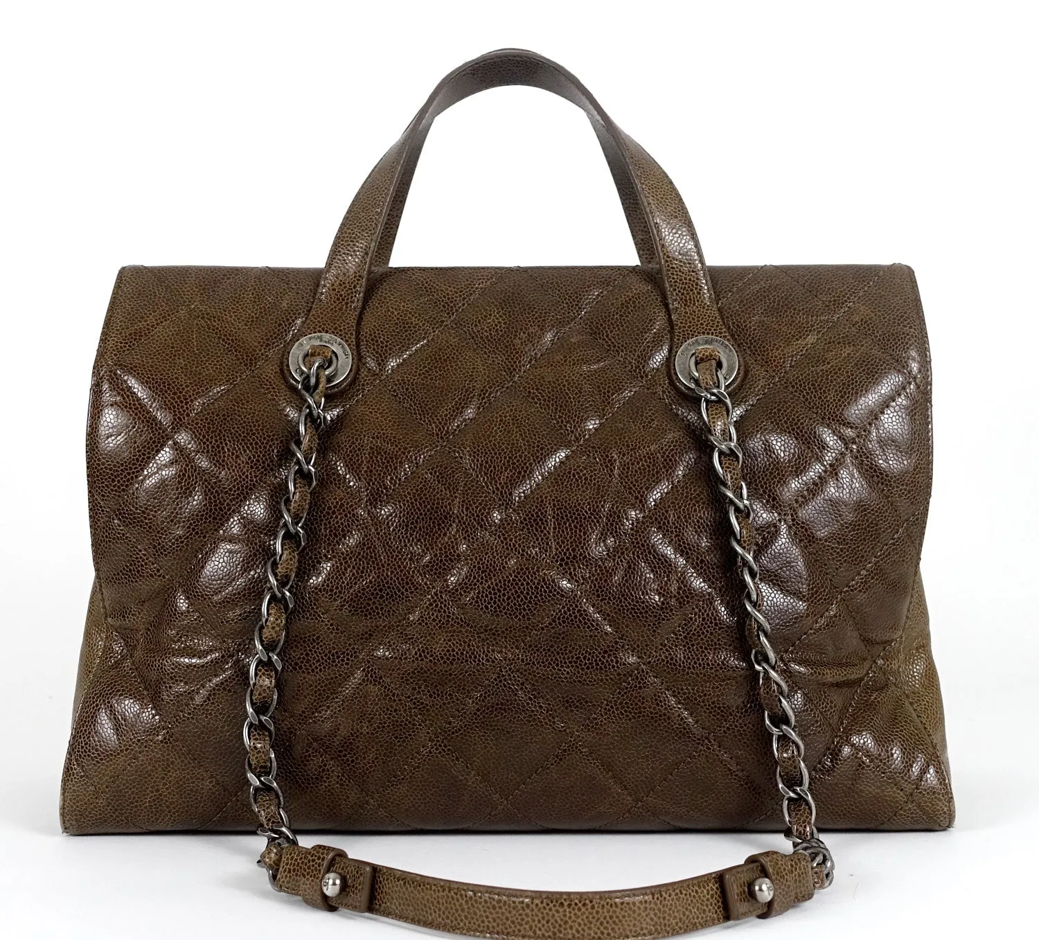 CC Crave Quilted Glazed Caviar Leather Tote Bag