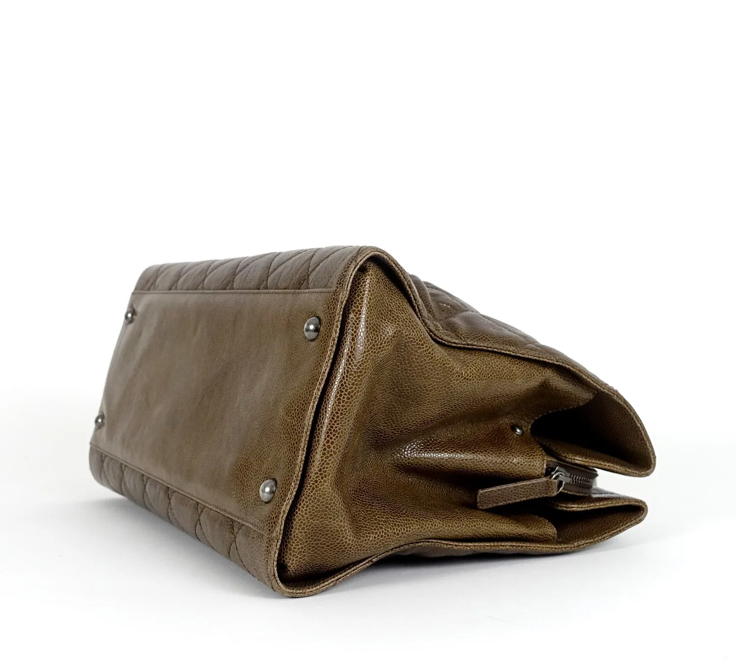 CC Crave Quilted Glazed Caviar Leather Tote Bag