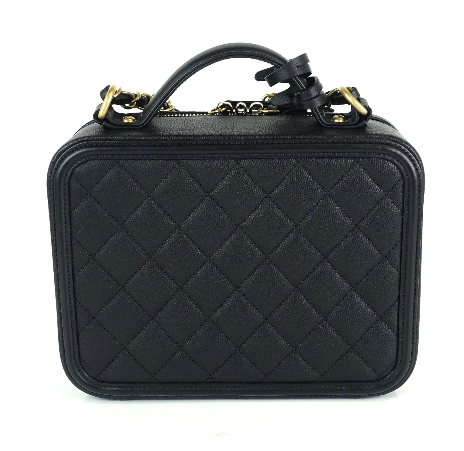 CC Filigree Quilted Caviar Leather Medium Vanity Case