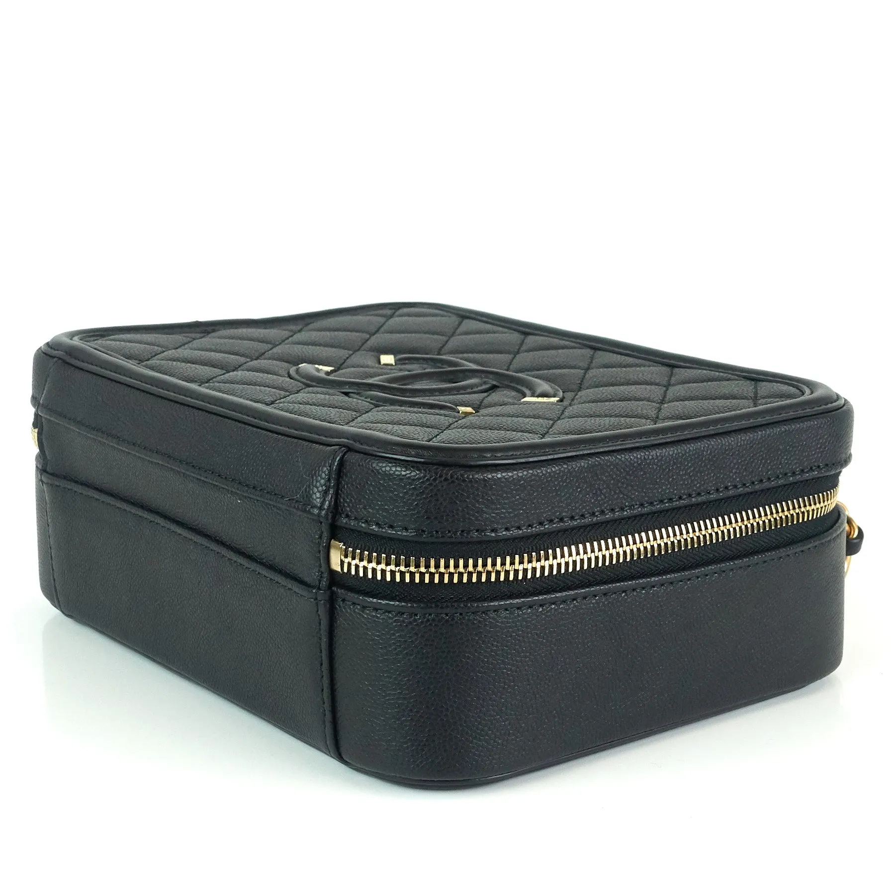 CC Filigree Quilted Caviar Leather Medium Vanity Case