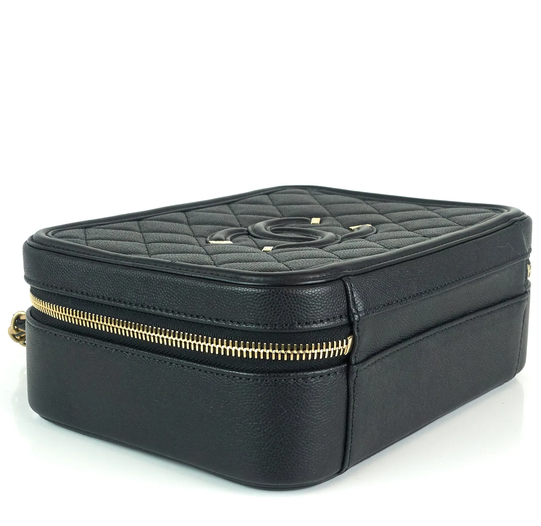 CC Filigree Quilted Caviar Leather Medium Vanity Case