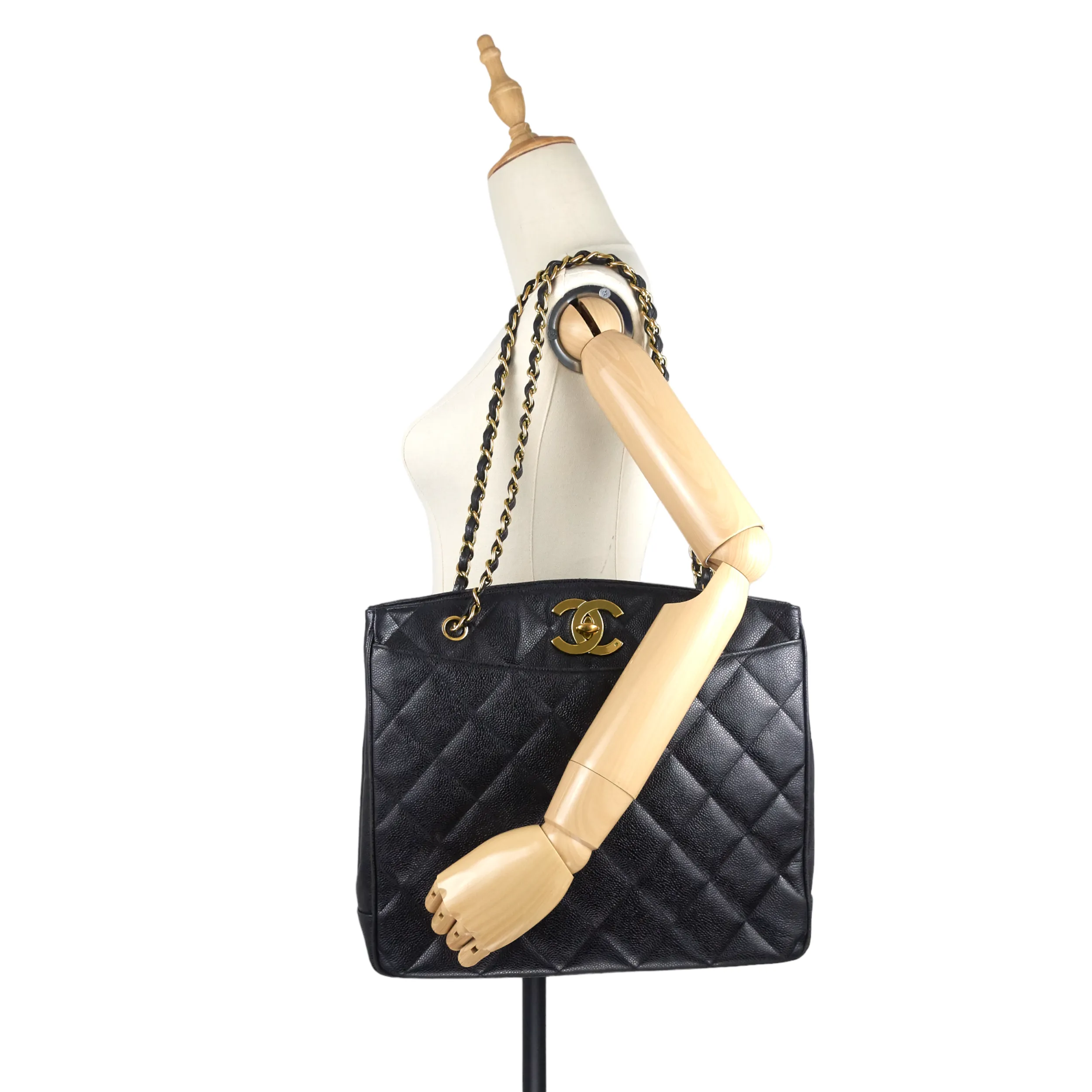 CC Turnlock Caviar Leather Bag