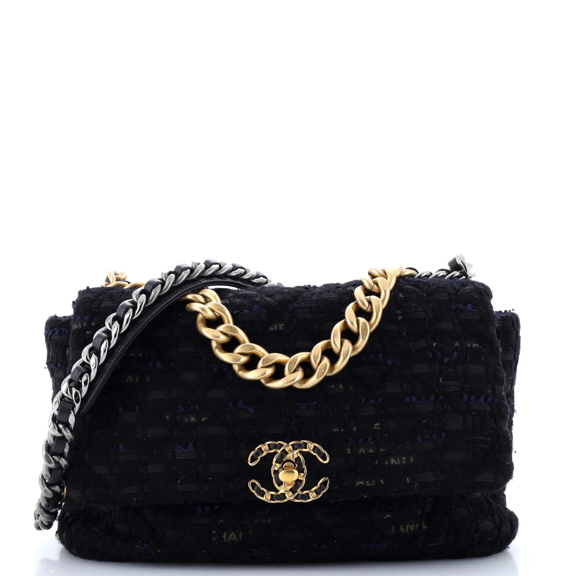 Chanel 19 Flap Bag Quilted Tweed And