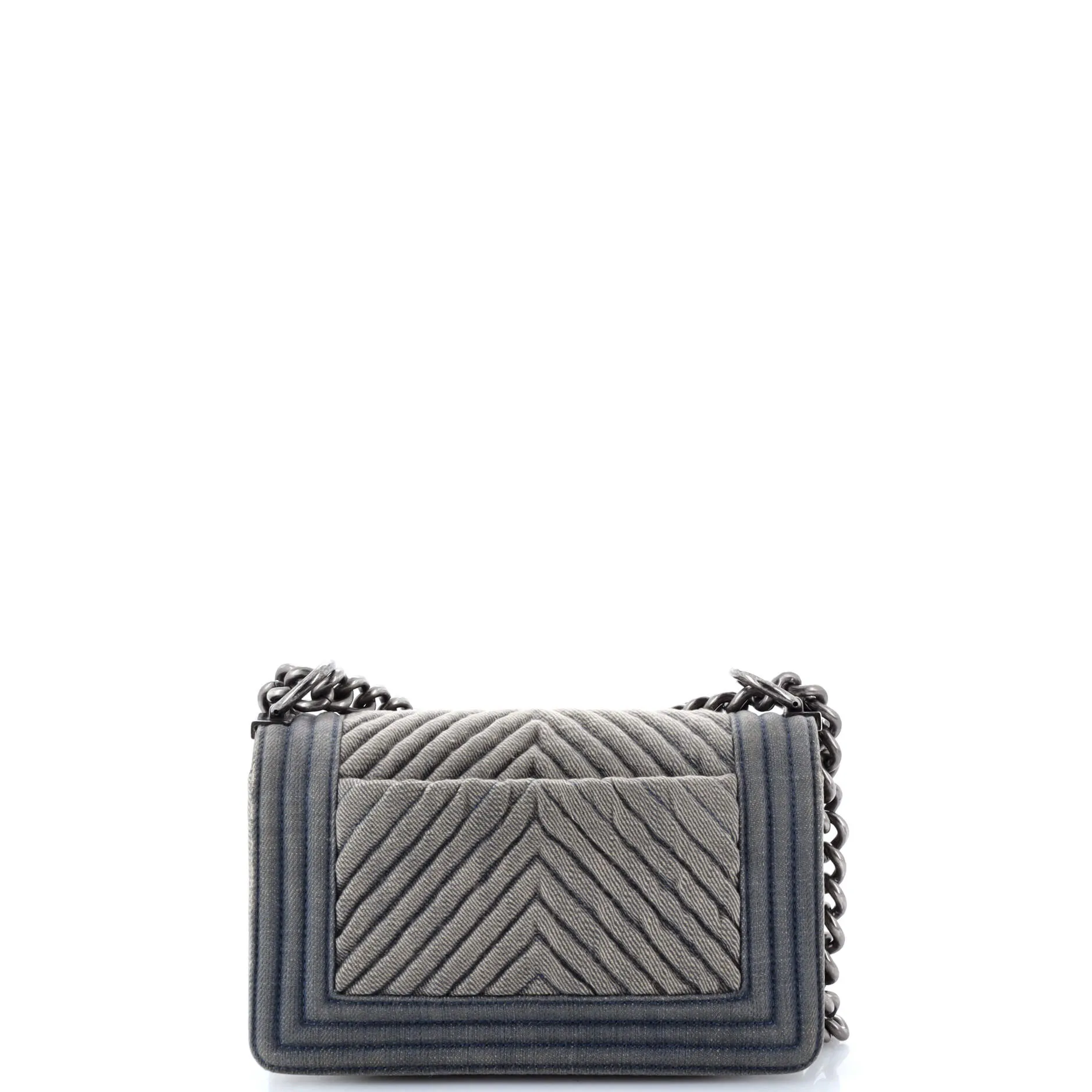 Chanel Boy Flap Bag Chevron Denim Small