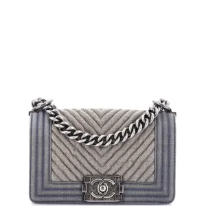 Chanel Boy Flap Bag Chevron Denim Small