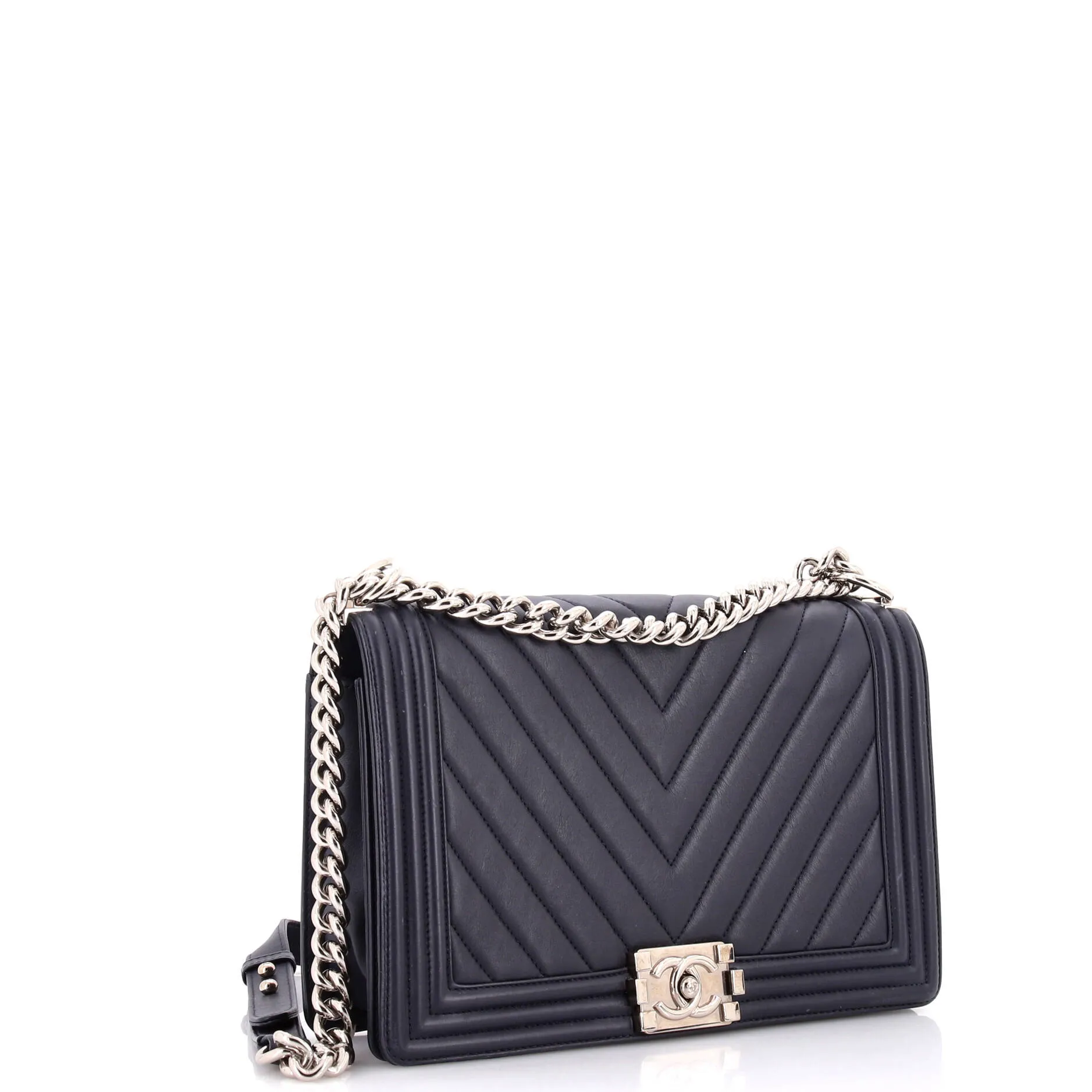 Chanel Boy Flap Bag Chevron Lambskin New