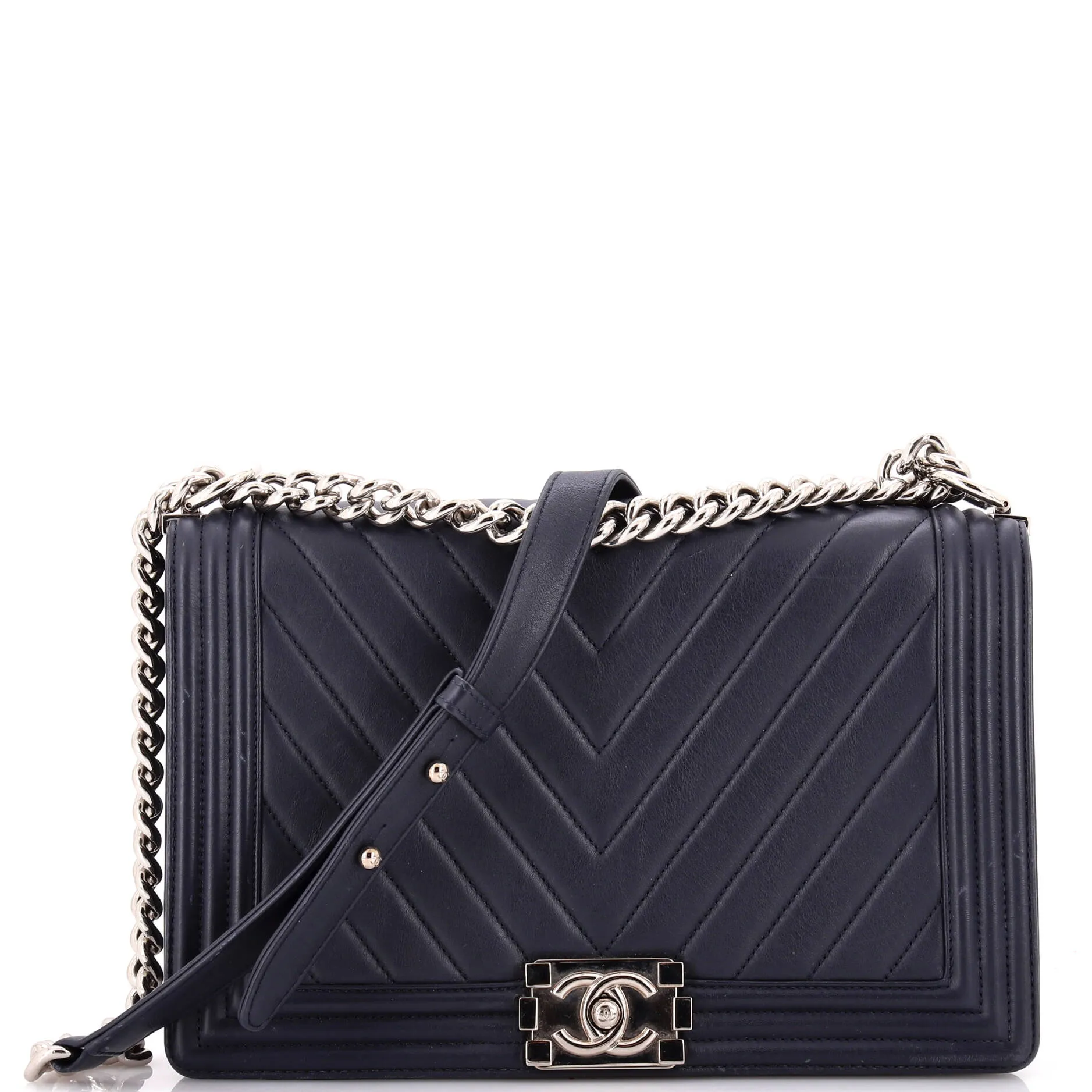 Chanel Boy Flap Bag Chevron Lambskin New