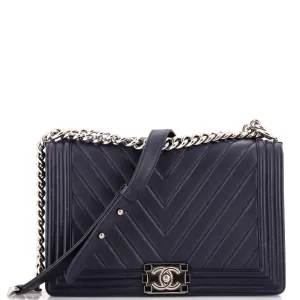 Chanel Boy Flap Bag Chevron Lambskin New