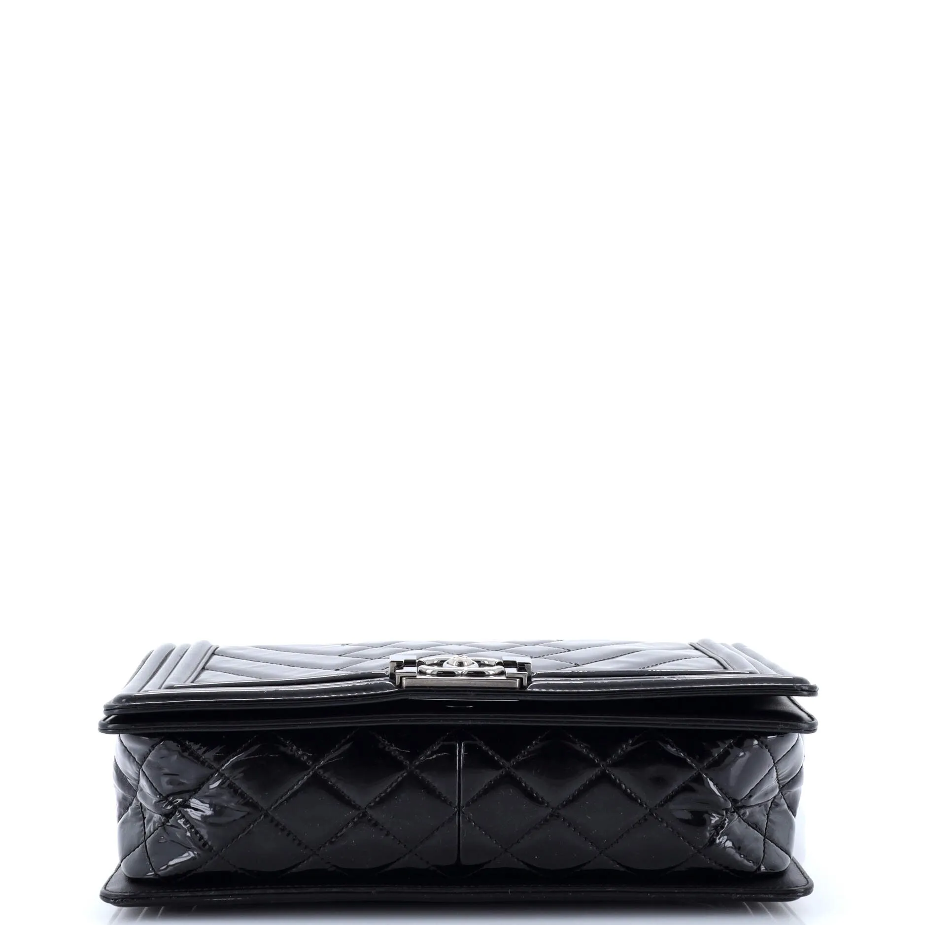 Chanel Boy Flap Bag Chevron Patent New